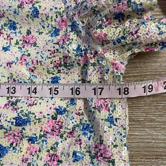 Zara Floral Sequin Ruffle Sleeve Crop Top Size Small - Picture 10 of 12